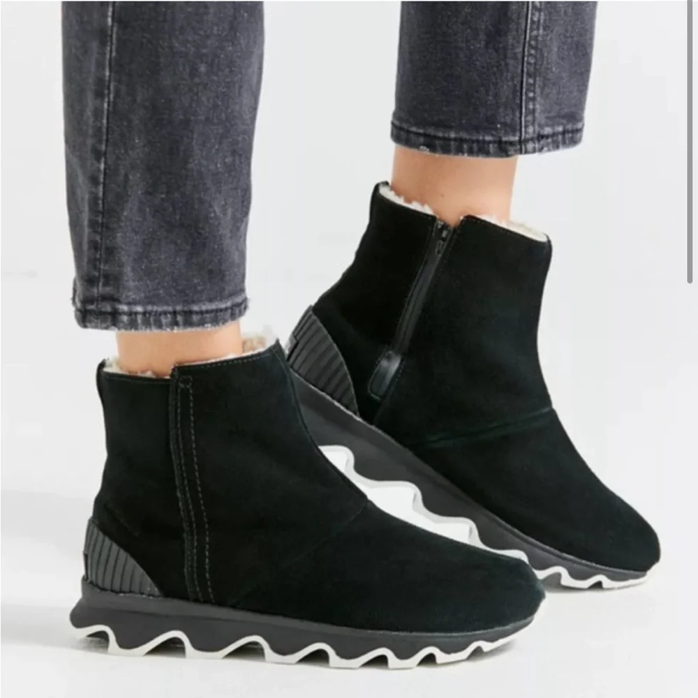 Sorel Black Slouch Boot Ankle Women’s 10 Leather Winter